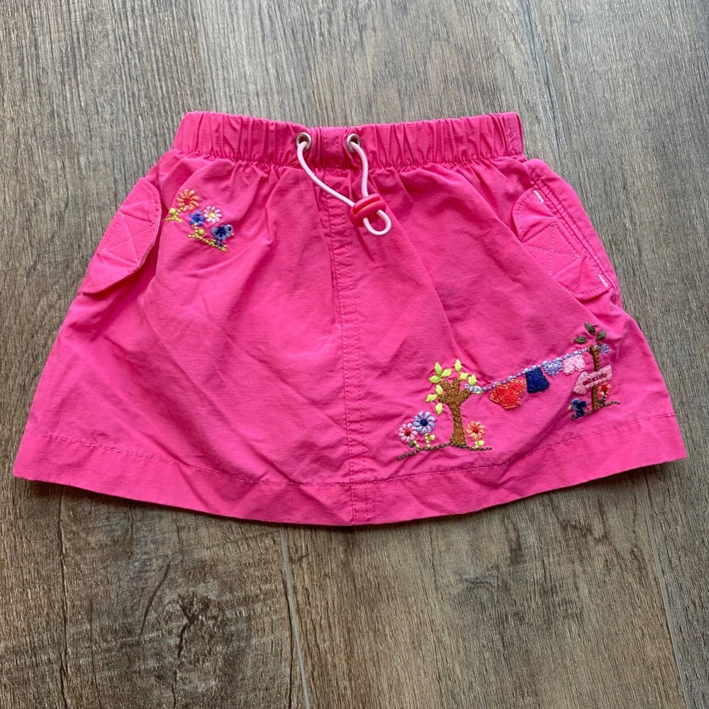 OshKosh B'gosh Pink Skirt 12 Months Embroidered Flowers Cotton Nylon Spring‎ Y2K